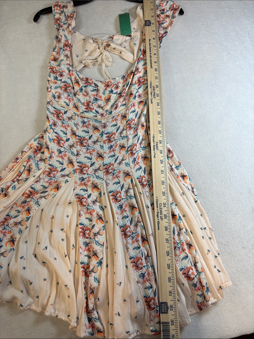 Free People Cream Floral Mini Dress with Orange & Teal Flowers - Picture 13 of 13